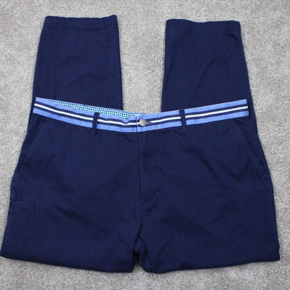 Con.Struct Chino‎ Pants Mens 42x30 Blue Flat Front Cotton Stretch Straight Leg